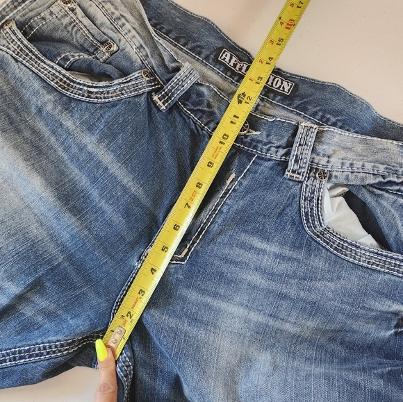 Men's Affliction Jeans Cooper Relaxed Bootcut Size 40x34 Dark Distressed Y2K - Picture 10 of 12